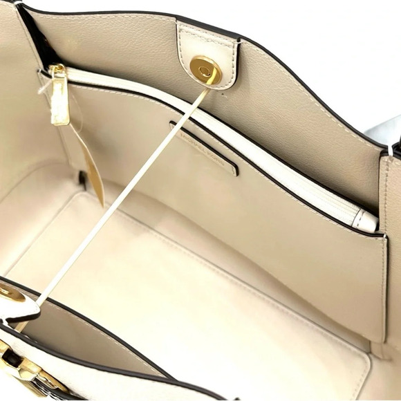 Michael Kors Reed Large Tote Bag Snakeskin Cream/Black - Picture 9 of 12